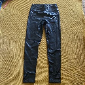 Black skinny leather leggings